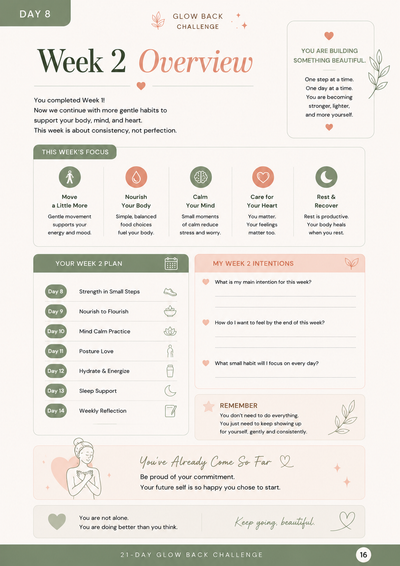 21-Day Glow Back Challenge | Gentle Postpartum Recovery Planner preview