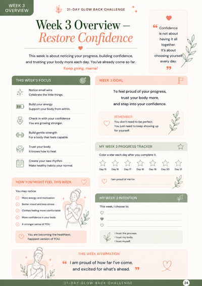 21-Day Glow Back Challenge | Gentle Postpartum Recovery Planner preview